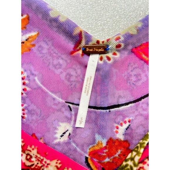 Free People Havana Blue Floral Print Sleeveless Surplice Top Small - Picture 8 of 9